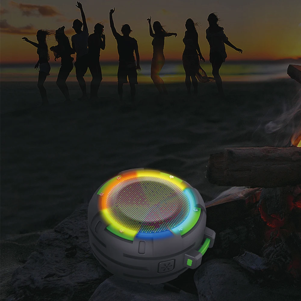 IPX8 Portable BT RGB LED Speaker 5W Waterproof  1500mAh Party speaker bike shower singer