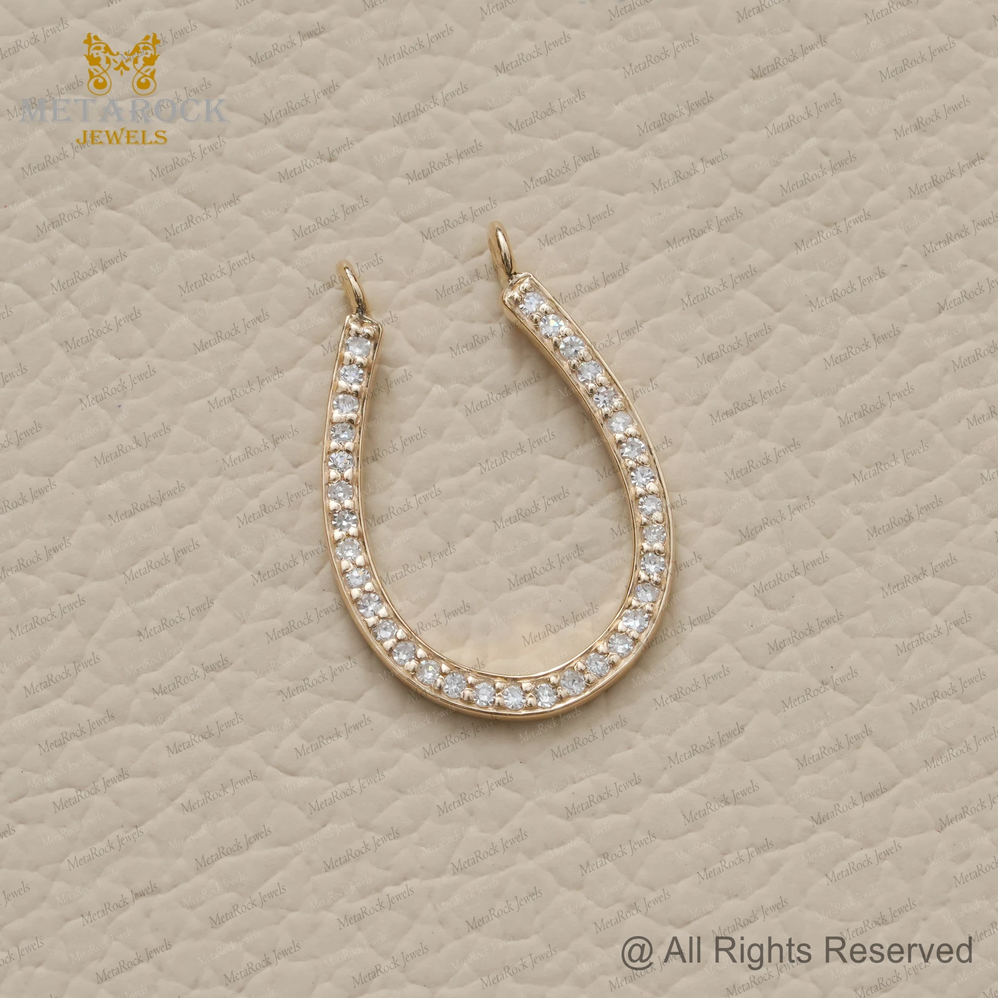 14k Yellow Gold Horseshoe Pave Diamond Pendants Jewelry