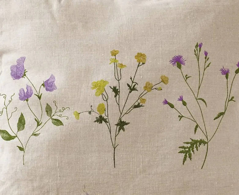 Wholesale Natural Linen Square Seat Cushion Cover Embroidered Flower Design Throw Pillowcase Sofa Sleep Hotel Decor Outdoor Use