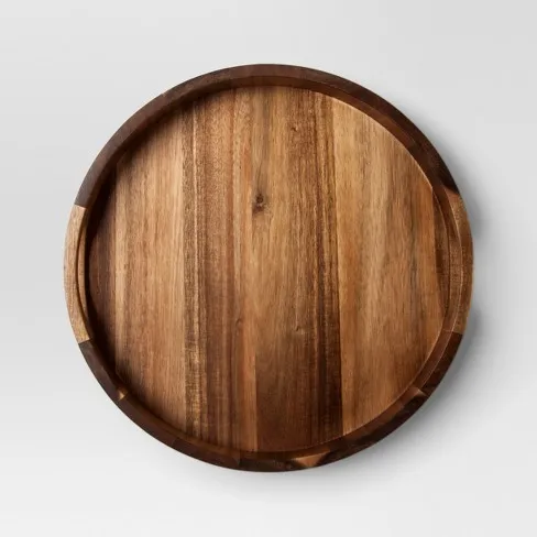 2023 New High-Grade Solid Acacia Wood Charger round Dinner Plate with Plastic Cup Tray for Babies Wholesale