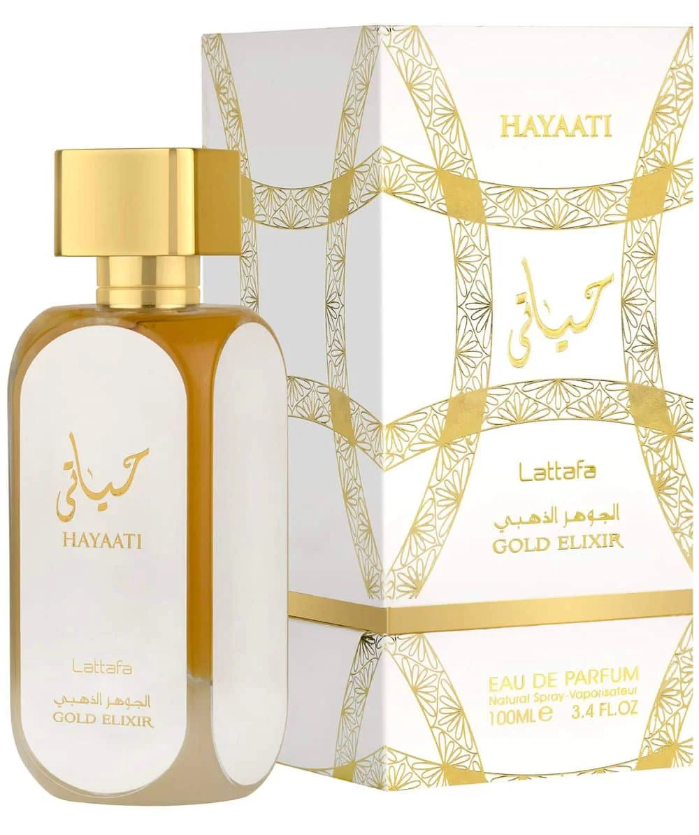 Perfume HAYAATI GOLD ELIXIR 100ml by Lattafa High-Quality Long-Lasting Perfume for women, Dubai Arabic perfume