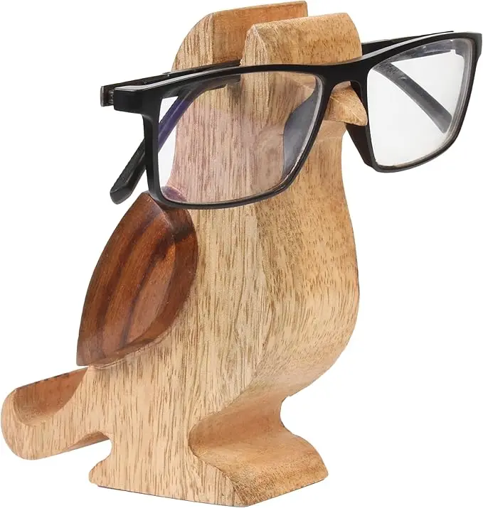 Mango Wood Eyewear Holder Wooden Bird Spectacle Stand with Mobile Display for Sunglasses and Glasses