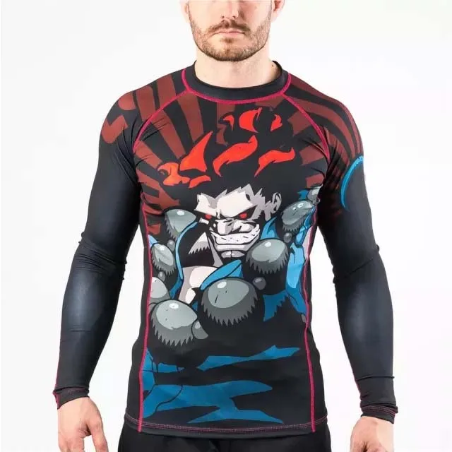 High Quality Wholesale Plain Jiu Jitsu Fitness Swim Shirts Printed Long Sleeve MMA For Men Bjj Rashguard Rash Guard