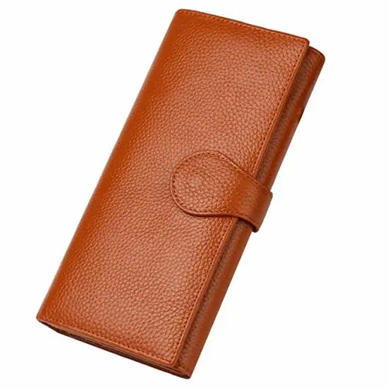 Leather Wireless Charging Travel Wallet with Power Bank Phone Holder Case IPhone Samsung Purse customized logo color