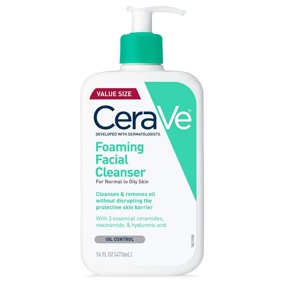 CeraVes Daily Face Wash for Oily Skin Hyaluronic Acid Foaming Cleanser with Turmeric Mineral Anti-Wrinkle & Acne Treatment