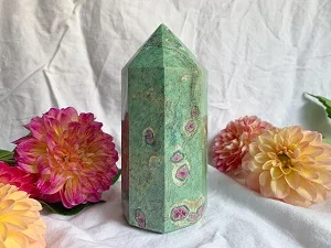 Wholesale natural beautiful ruby fuchsite healing tower point for home or table or office decoration or healing therapy