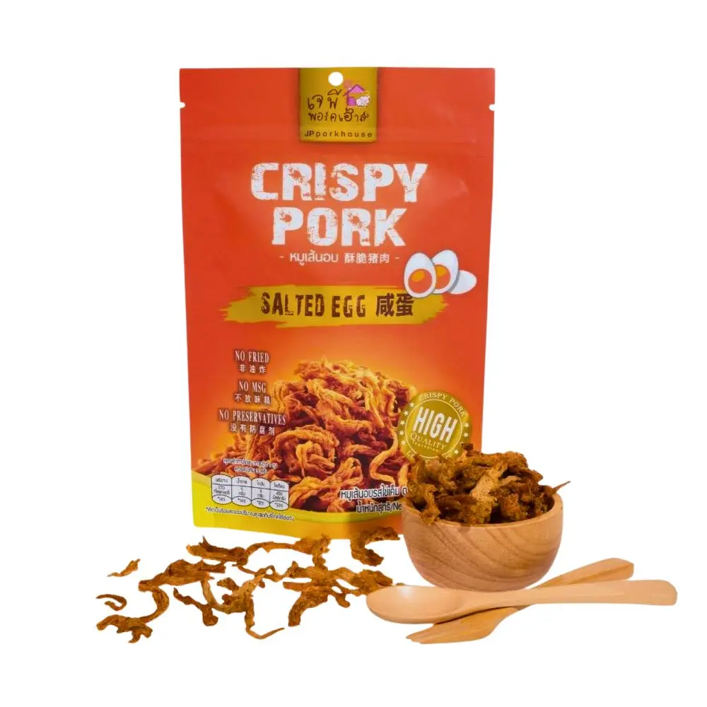 High Quality Custom Formulated Hormone-Free Additive-Free Non-Fried Thai Salted Egg Crispy Pork Sticks Healthy Packaged in Bag
