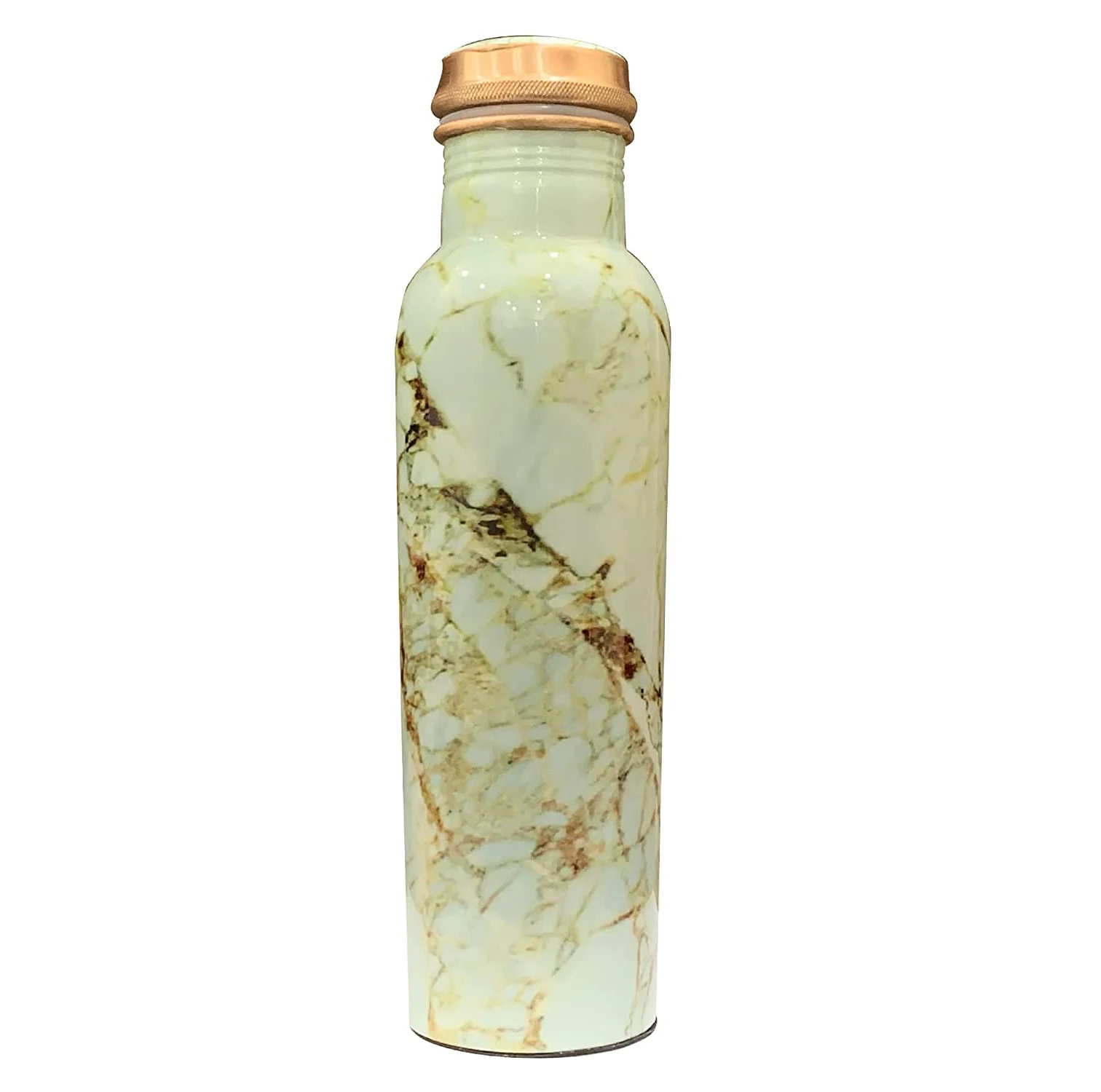 Extravagant Copper Water Bottle Unique Marble Design Finish Copper Lid Metal Water Bottle (38 oz) With Copper Zinc Properties