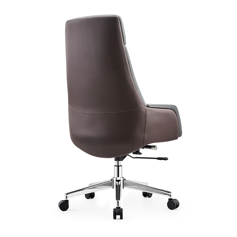Comfortable High Back Grey PU Ergonomic Swivel Meeting Room Chair Luxury Executive Leather Office Chairs
