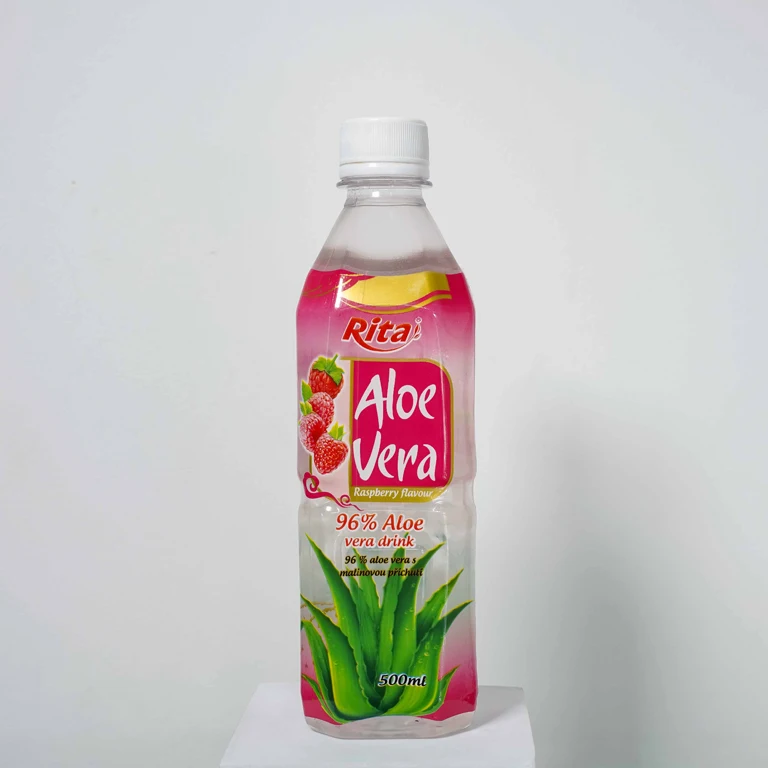 Aloe Vera Pulp Juice Drink Diet Beverages with Raspberry Flavor Bottled Drinking Free Sample Private Label Export