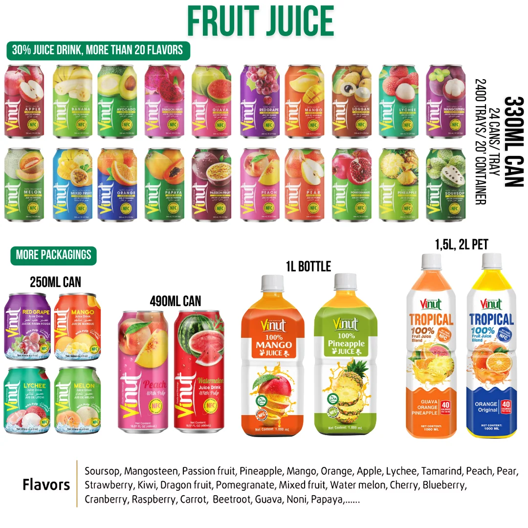 Wholesale Best Price Banana Juice Drink 330ml (11.1 floz) VINUT Vietnam Factory | Free Sample & Design, Private Label, (OEM,ODM)