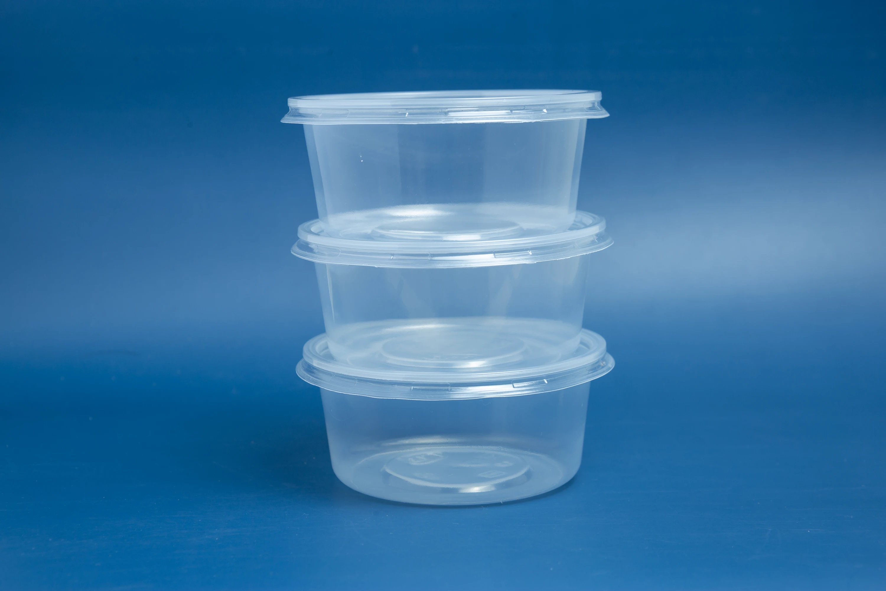 Microwave oven safe PP plastic food container round shape box takeaway transparent clear disposable food containers with lids