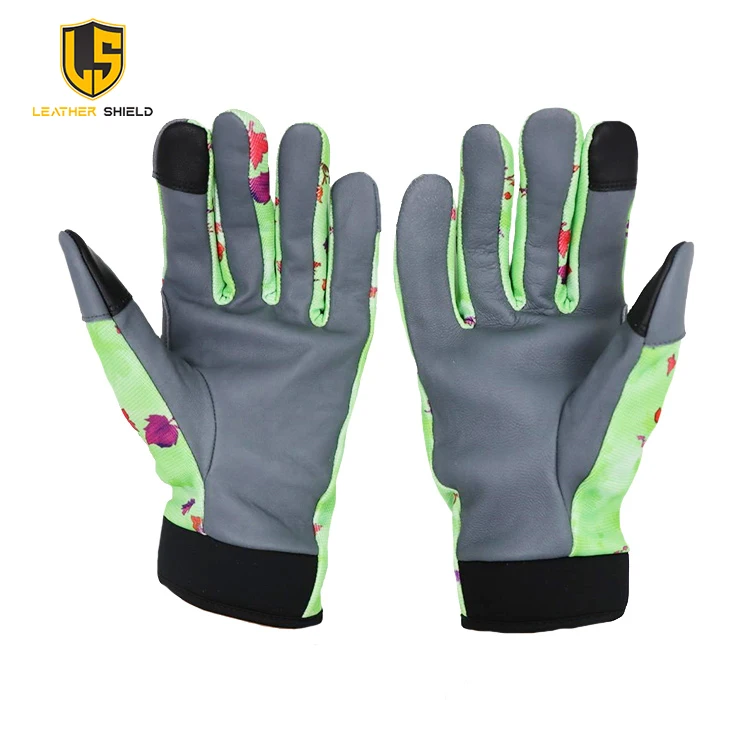 Hot Selling leather shield Floral Garden Women Gardening Gloves