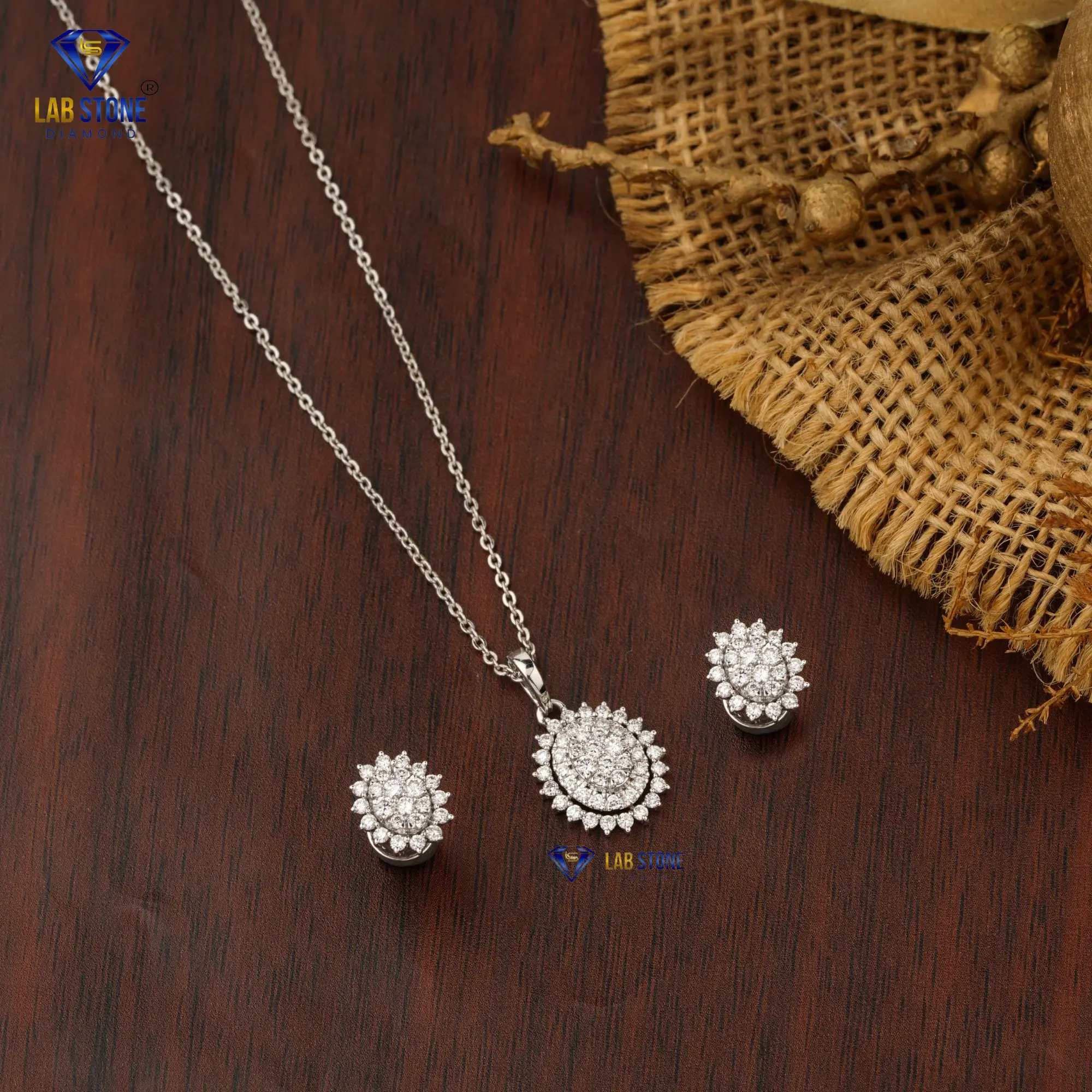 0.871 TDW Round Brilliant Cut Diamond Pendant And Earring With Chain 18K White Gold  Certified/Non Certified Diamond  Jewelry