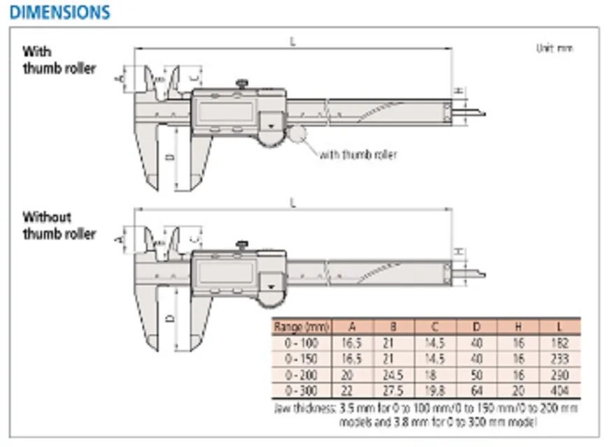 Mitutoyo ABSOLUTE Digimatic Caliper series 500 with high-quality and exclusive ABSOLUTE Encoder Technology for measurement