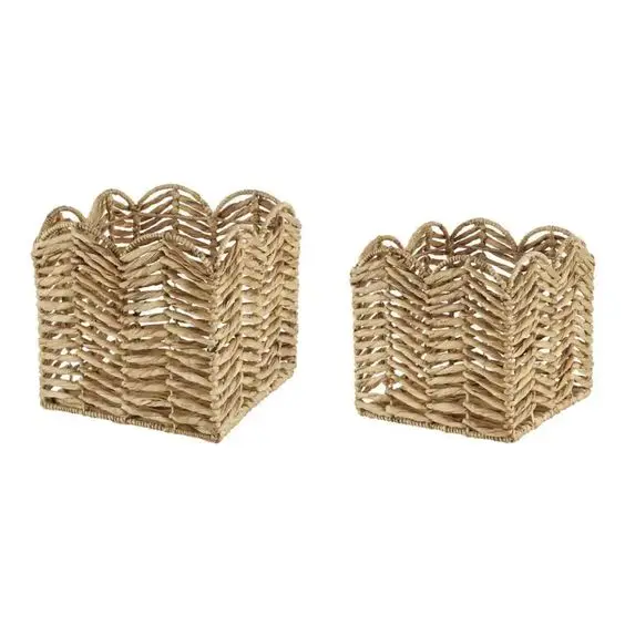 Rattan Decorative Basket Home Decor Metal Storage Basket for Living Room and Hotel Use Set of 2 Basket