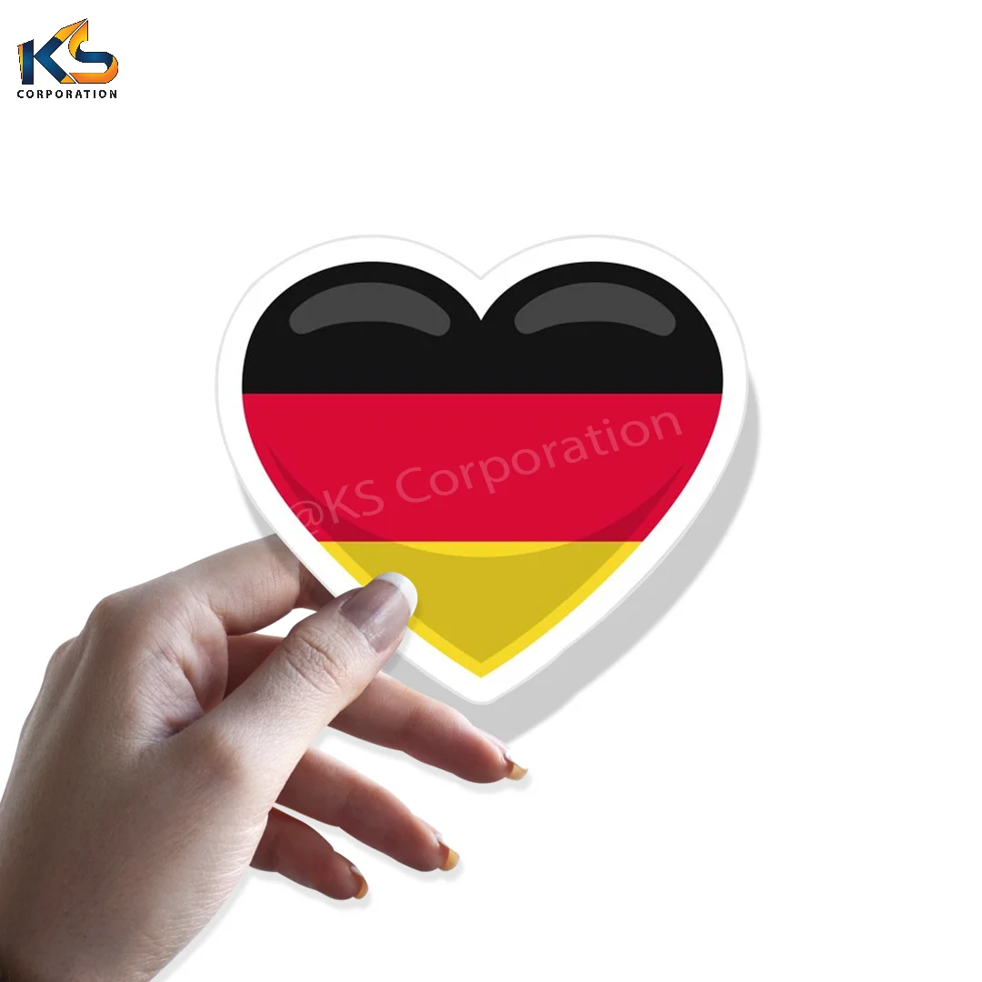 Custom Germany Flag Heart Shape Design Sticker Custom Outdoor Use Removable Reusable Vinyl Stickers
