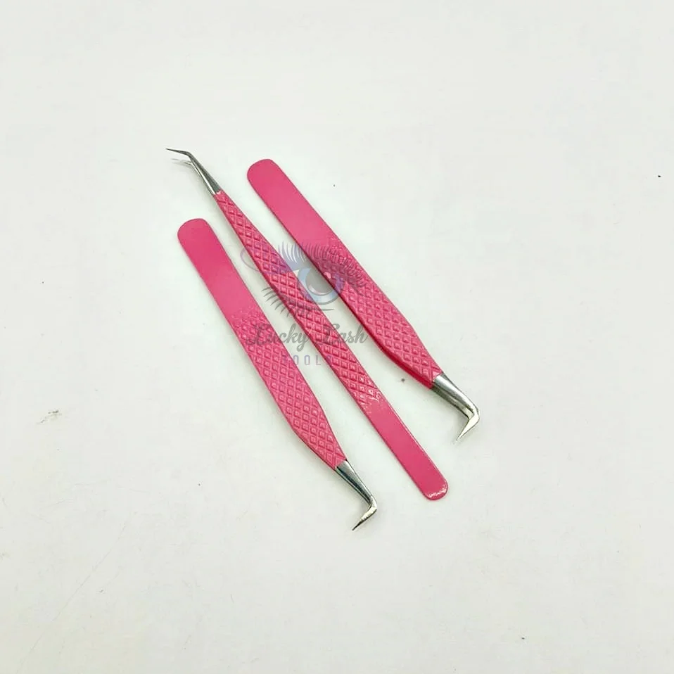 45 Degree Large isolation and short boot eyelash extension tweezers with box private label tweezers eyelash extension lash tool
