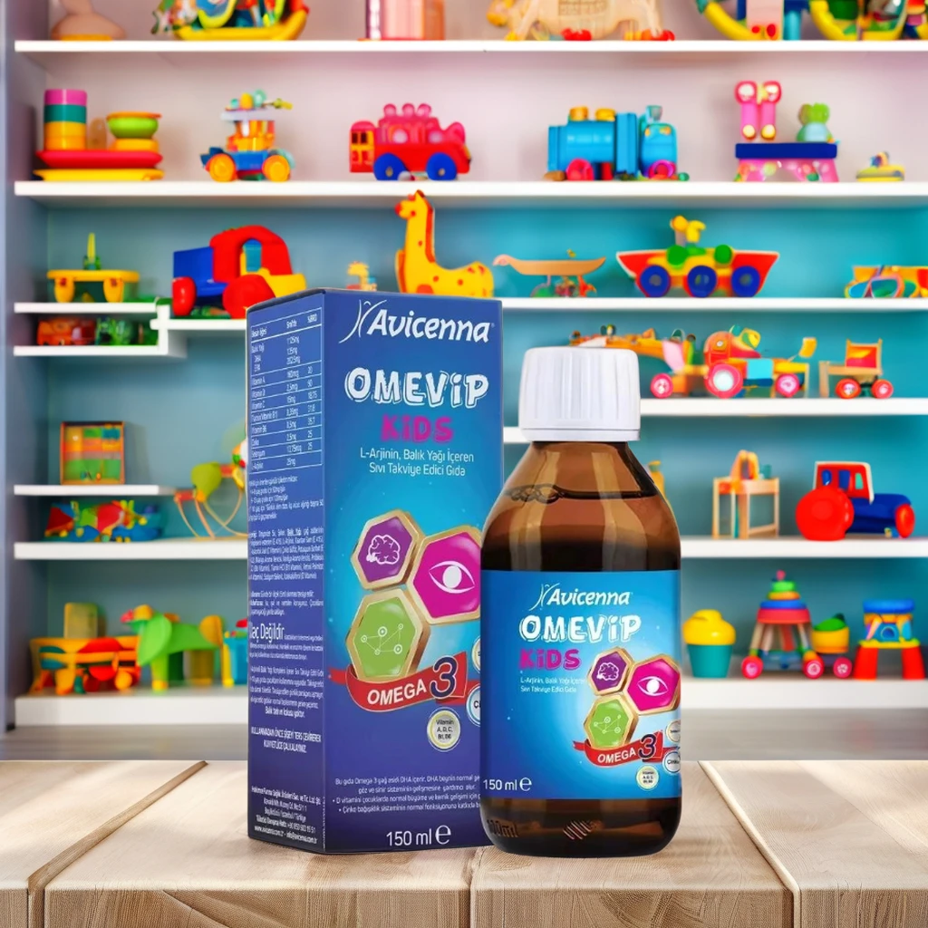 Avicenna Omevip Kids Omega 3 Syrup 150ml from Turkey L-Arginine Fish Oil Supplement Bone Development Best Price Herbal Supplemen