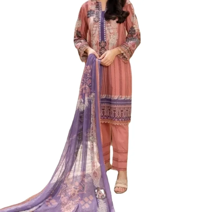 Wholesale Premium Quality 2022 Latest Design pakistani ladies summer shalwar kameez customized color size best stitching Quality
