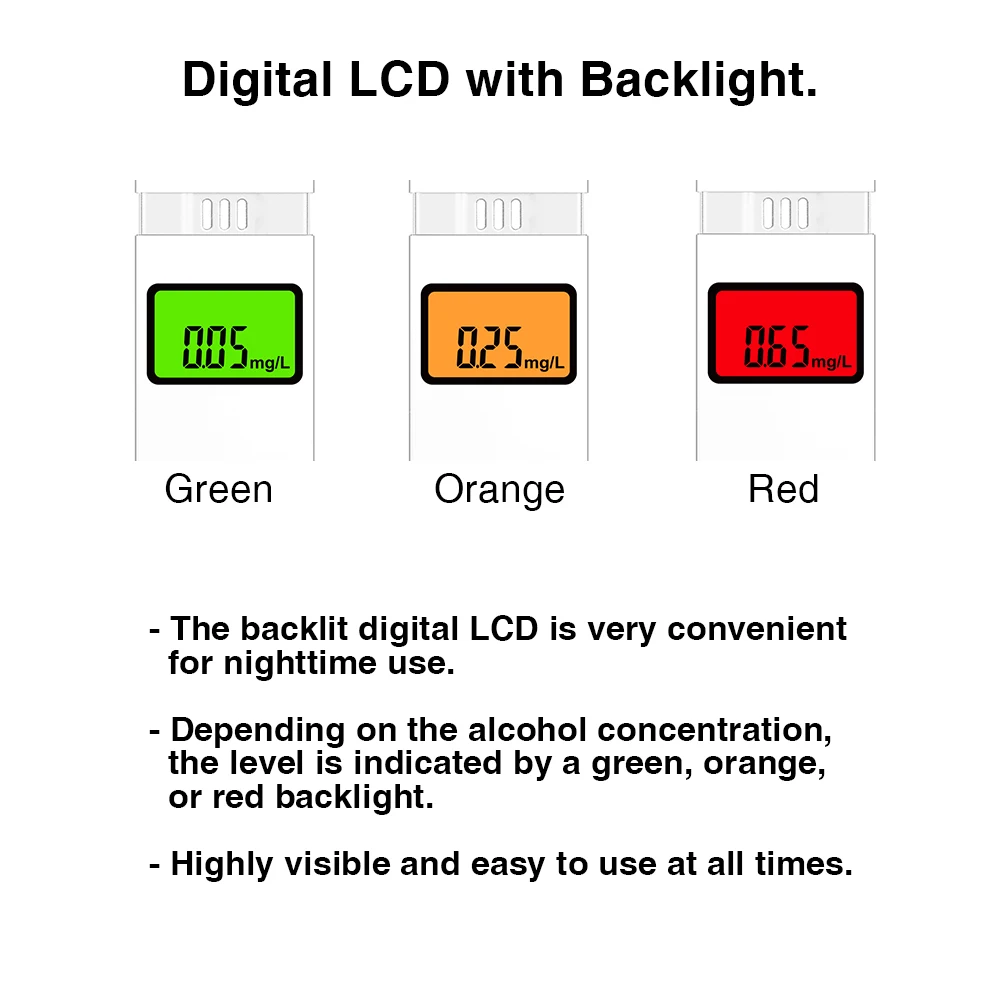 Compact durable semiconductor gas sensor breath tester alcohol breathalyzer