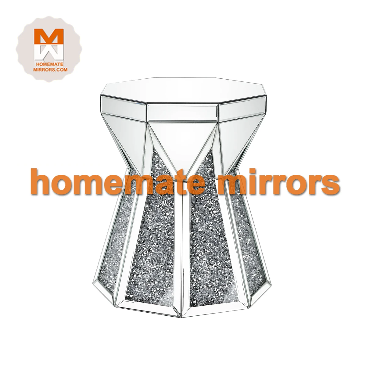 Popular Unique Oversized Faceted Prism Mirror Coffee Table and End Tables