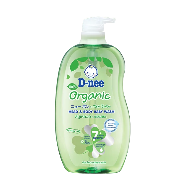 D-Nee Organic for Newborn Pure Head & Body Gel Baby Wash Soften Baby Extra Gentle for Babies with All 7 Qualities Bottle 800 ml