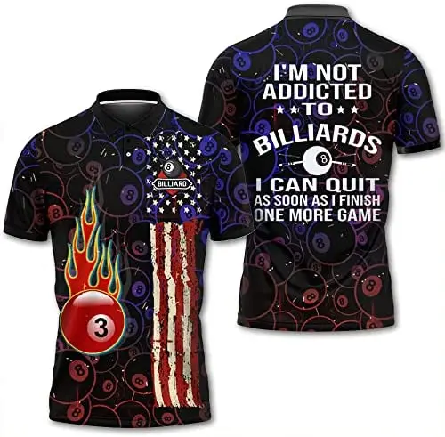 Snooker Pool Billiards Shirt 8 Ball - Mens Polo Shirts for Playing Pool Shirts for Men Billiards Tshirts Series 02