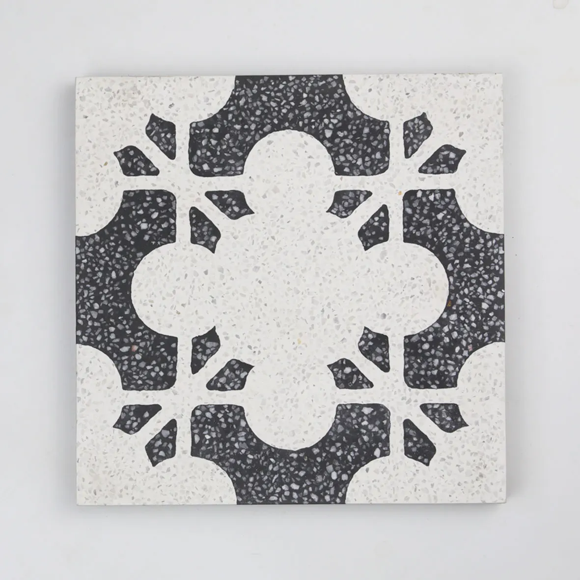 Terrazzo handmade cement tiles high quality black and white for 5 star construction eco-friendly product