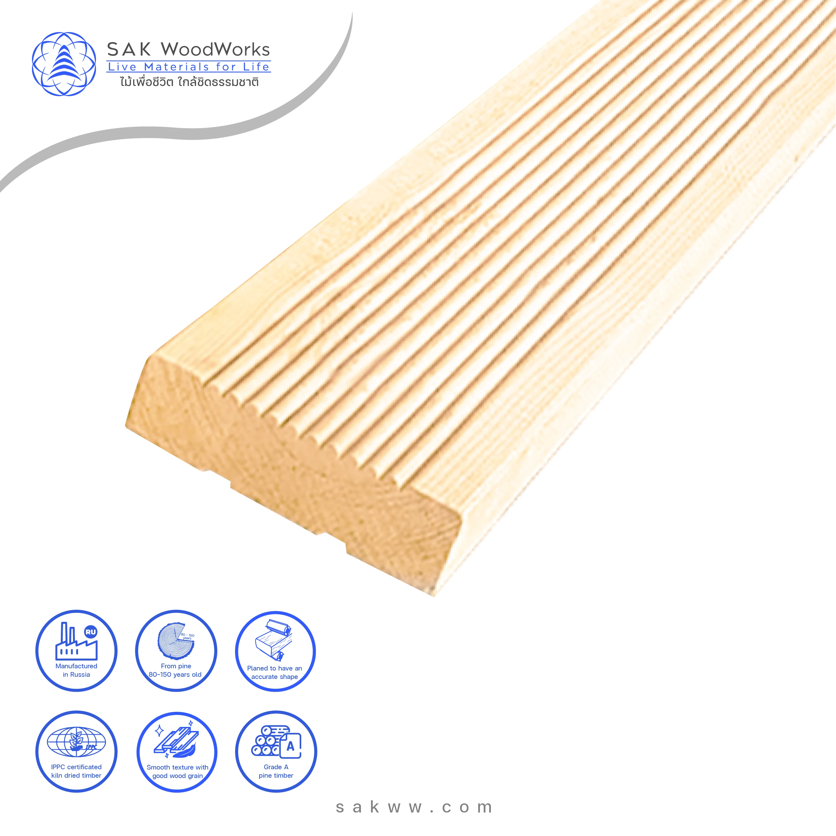 Affordable Durable Norther Russian Pine Spruce Timber Wood Decking Perfect for Any Outdoor Project 36x96x6000mm SAK WoodWorks