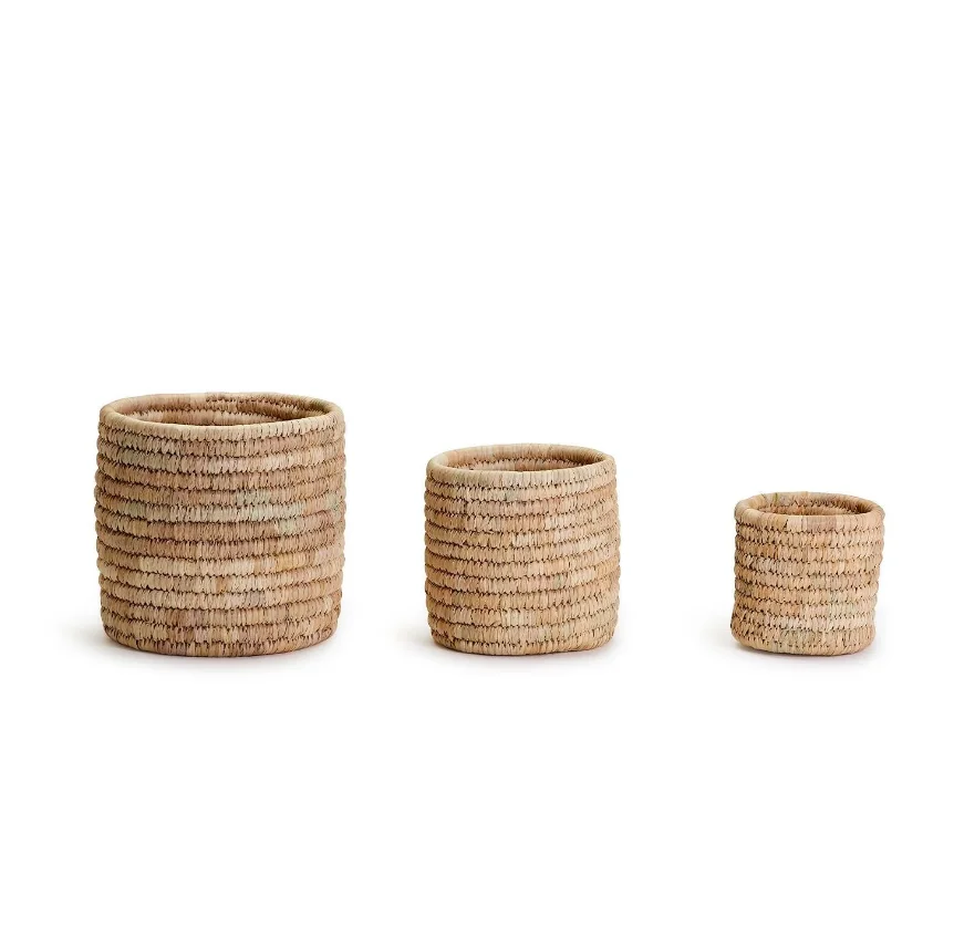 Date Leaf Straw Basket Handmade New Eco-friendly Material Handmade Storage Premier Housewares Natural Round Flower Basket