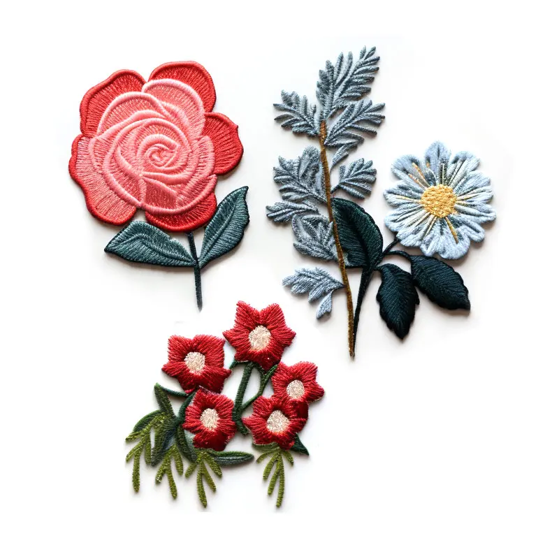fashion accessories designer flower custom sew on embroidery patches floral