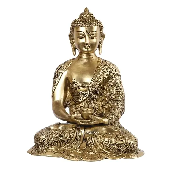 Dhyan Mudra Buddha Brass Gautam Buddha Statue Idol for Home Decoration Religious Office Gift Showpiece Vaastu 12 Inch Big Decor