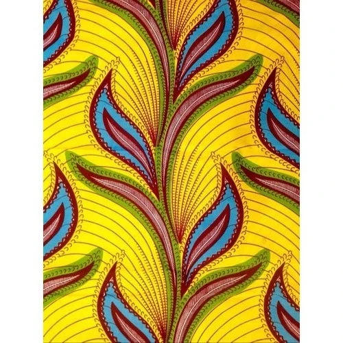 African Block Print Cambric Fabric, Bright Multicolor Pattern High-Quality Cotton Perfect for Traditional and Modern Style Craft