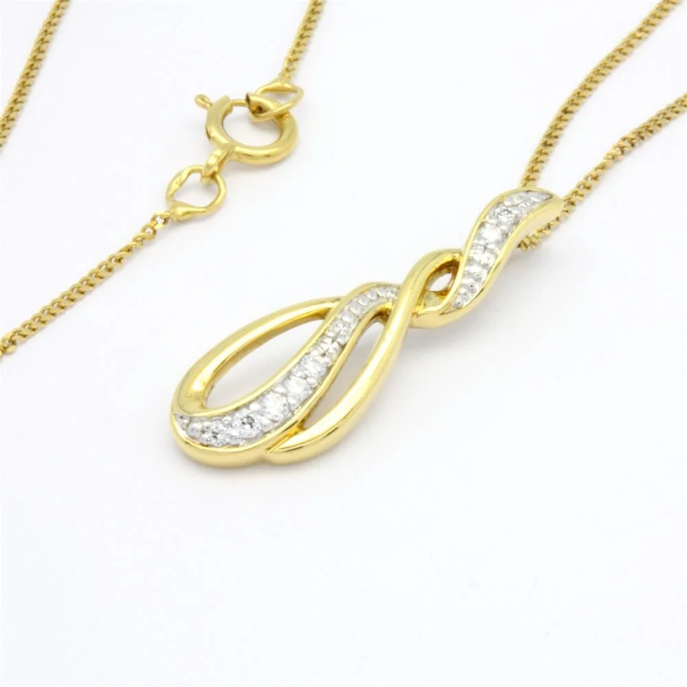 Custom made 18K 14K 9K Yellow Gold with Rhodium plated Natural Diamond Classic Pendant bijoux femme