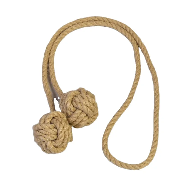 Medium Beige Double Monkey Fist Knot Tieback - Curtain Tie Back, Curtain Holdback  Rope Tieback, Curtain Tie, Na
