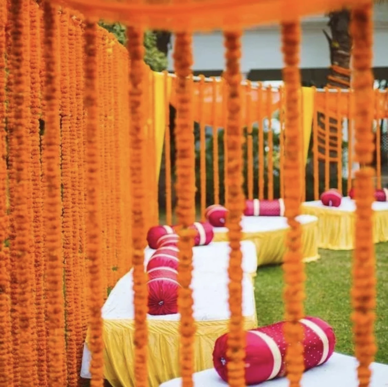 Indian Wall Decorations Wedding Stage Party Artificial Flower Marigold Garlands For wedding Decor.