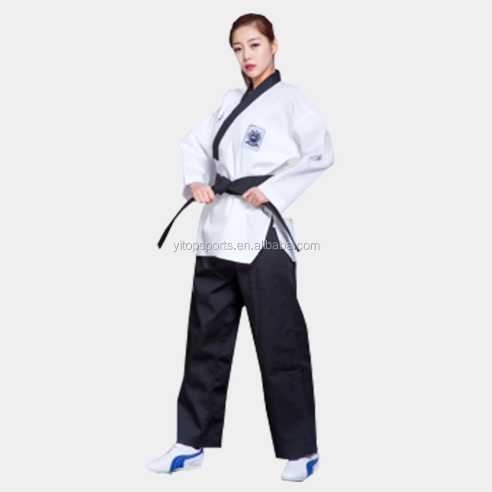 Dobok униформа для тхэквондо дешевая черная красная китайская Ультралегкая ткань мужчин детей wtf белая