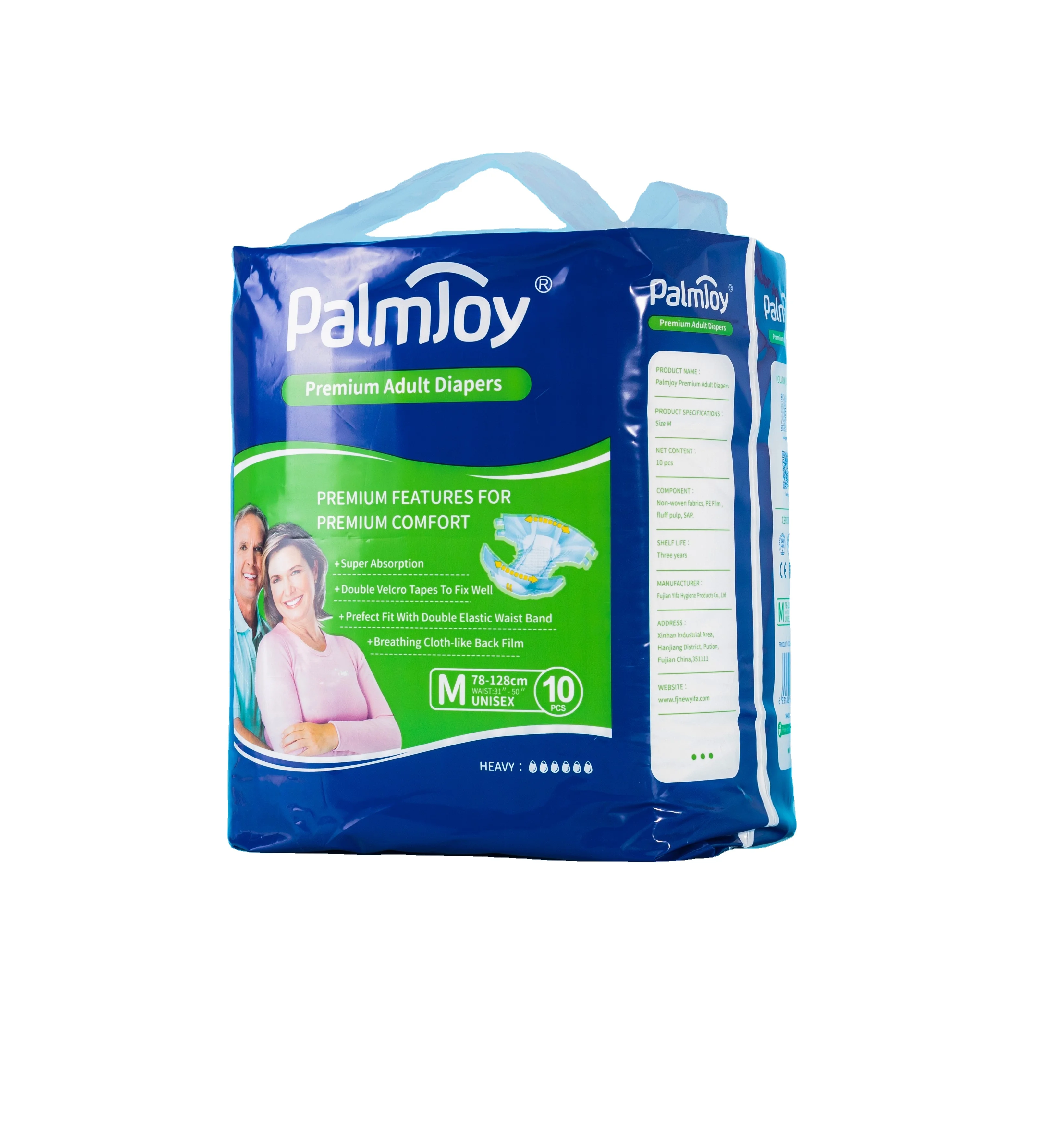 Palmjoy Premium Disposable Tape Cloth-Like Adult Diaper with Magic Tape