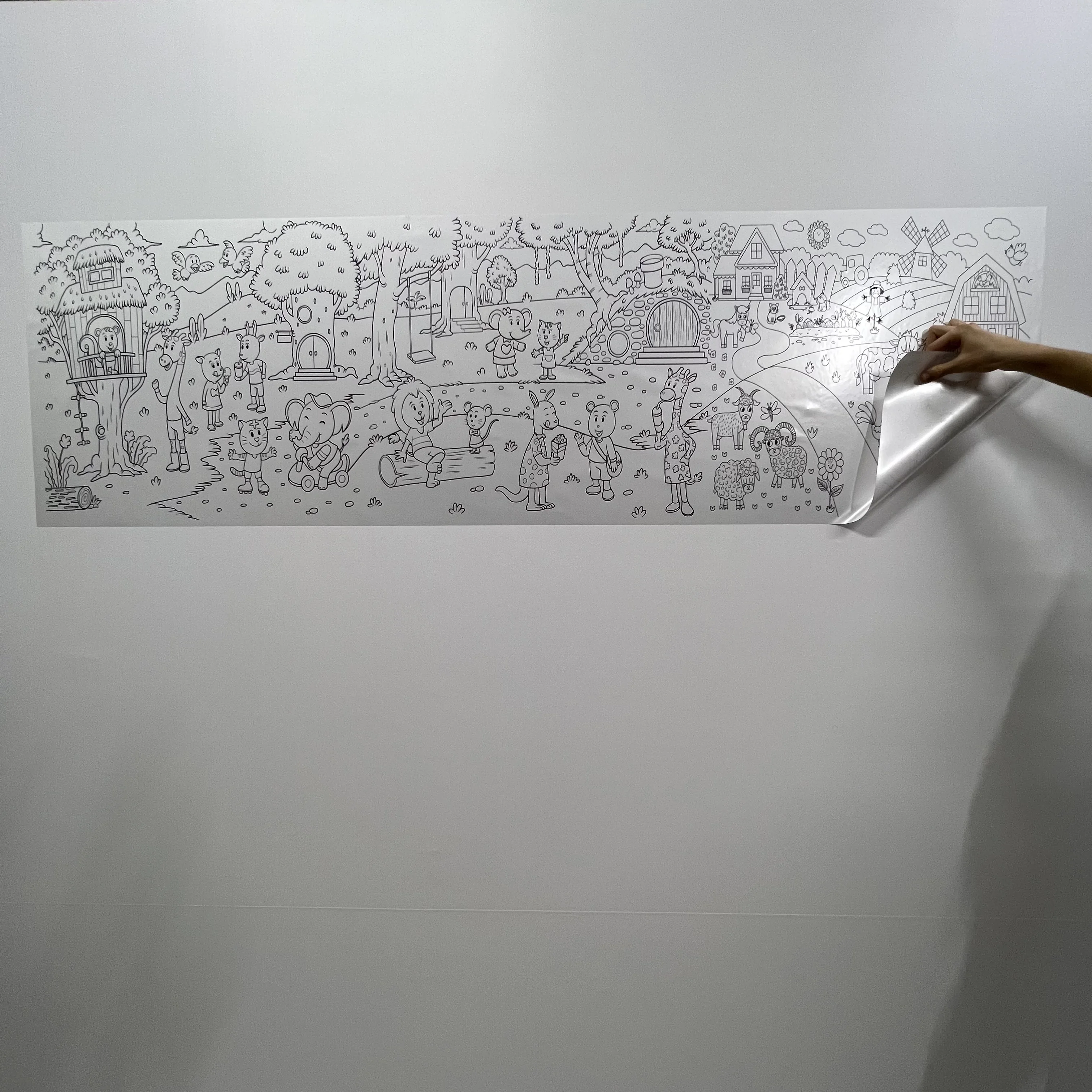 Dry Erase Animal Painting Kids Activity Decal  Reusable Durable Polystyrene Material Holds The Surface With Static Electricity