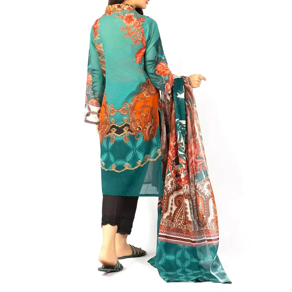 New Indian Pakistani Shalwar Kameez Lawn Green lawn 3 pieces suits women women lawn fabric suits pakistani suits online
