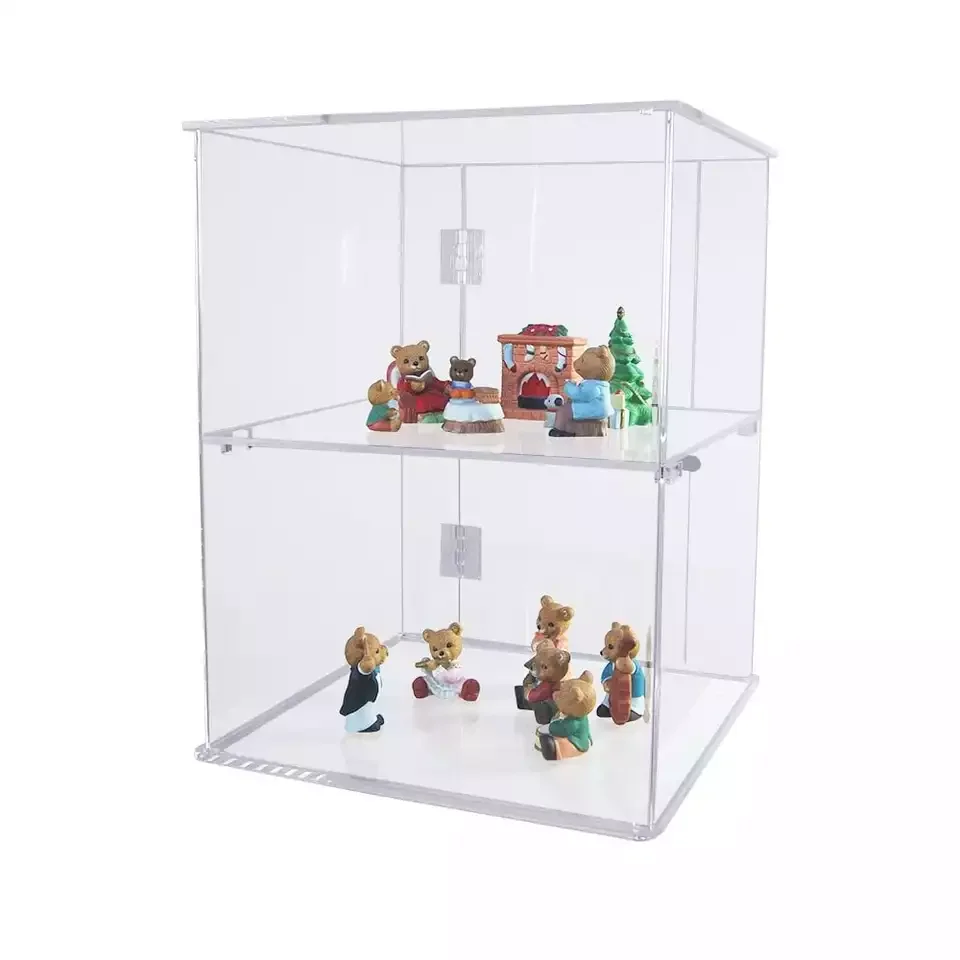2 Tier Clear Acrylic Lockable Display Case