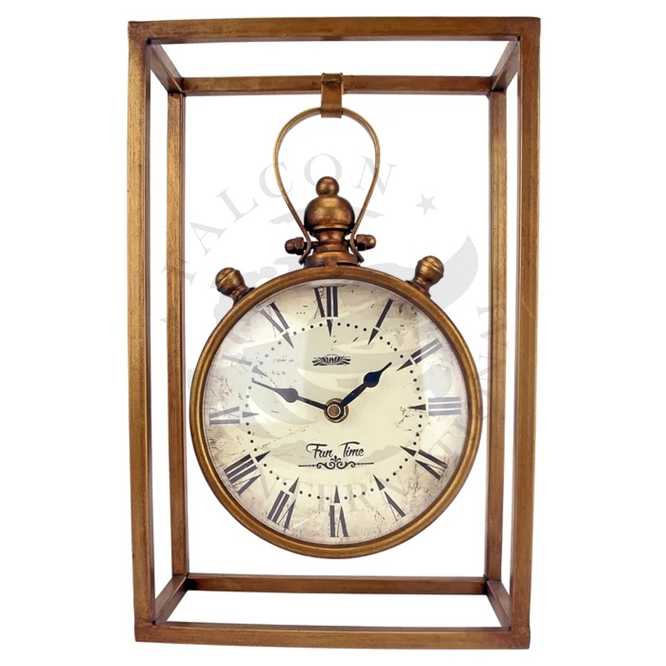 Best Quality Vintage Table Clock With Square Frame  Home Decor Premium Table Clock With Roman Number Dial Black Needles