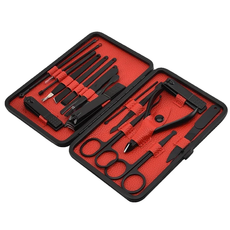 Wholesale 17pcs Red color manicure and pedicure kit professional manicure set nail care kit Made in Pakistan