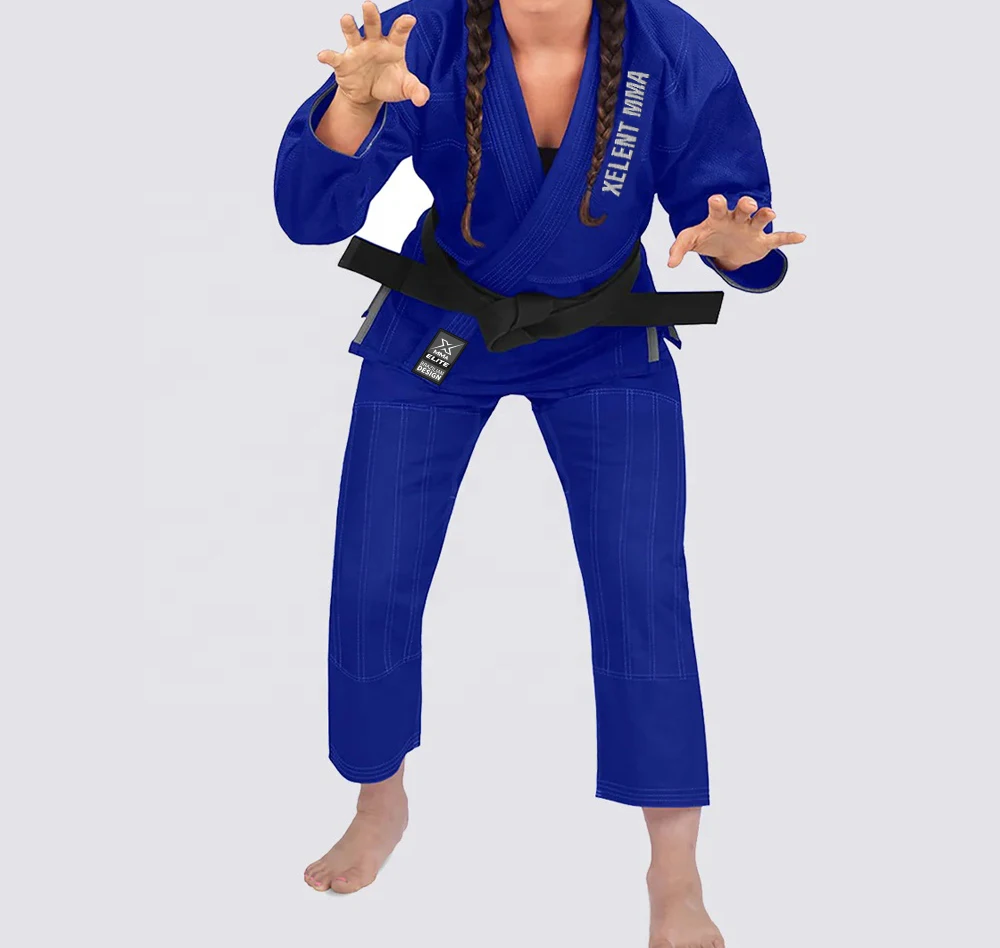 Customized Blue Pearl Weave BJJ Gi Xelent MMA Kimono Jiu Jitsu Gi Uniform for Women 2024 Cotton Martial Art Gear