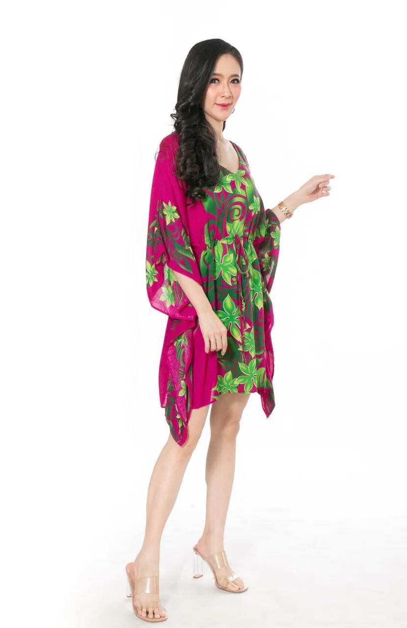 Free Size Boho Style Clothing Summer Women Multicoloured Printed Midi Kaftan Dress V-neck Spaghetti Strap Overalls