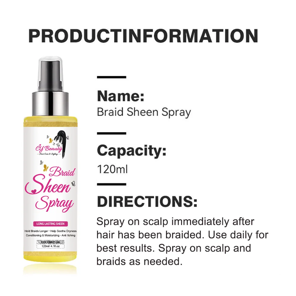 Bulk Custom Logo Extra Hold Dry Fast Styling Spritz Hair Silkening Mist Braid Sheen Spray