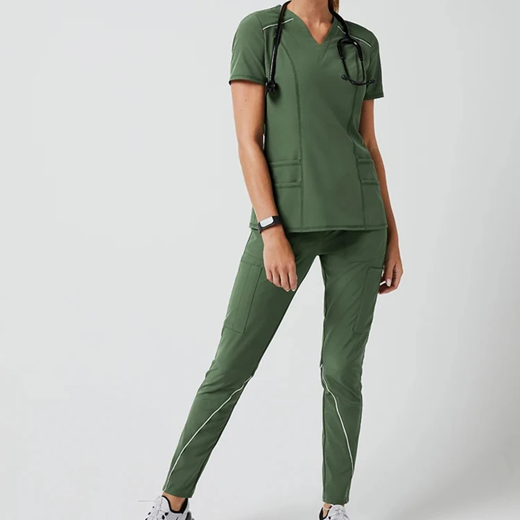 Eco-friendly Stretch Scrub Sets Women Wrinkle Top Jogger Nurse Scrubs Suit Medical Nursing Scrubs Hospital Uniforms