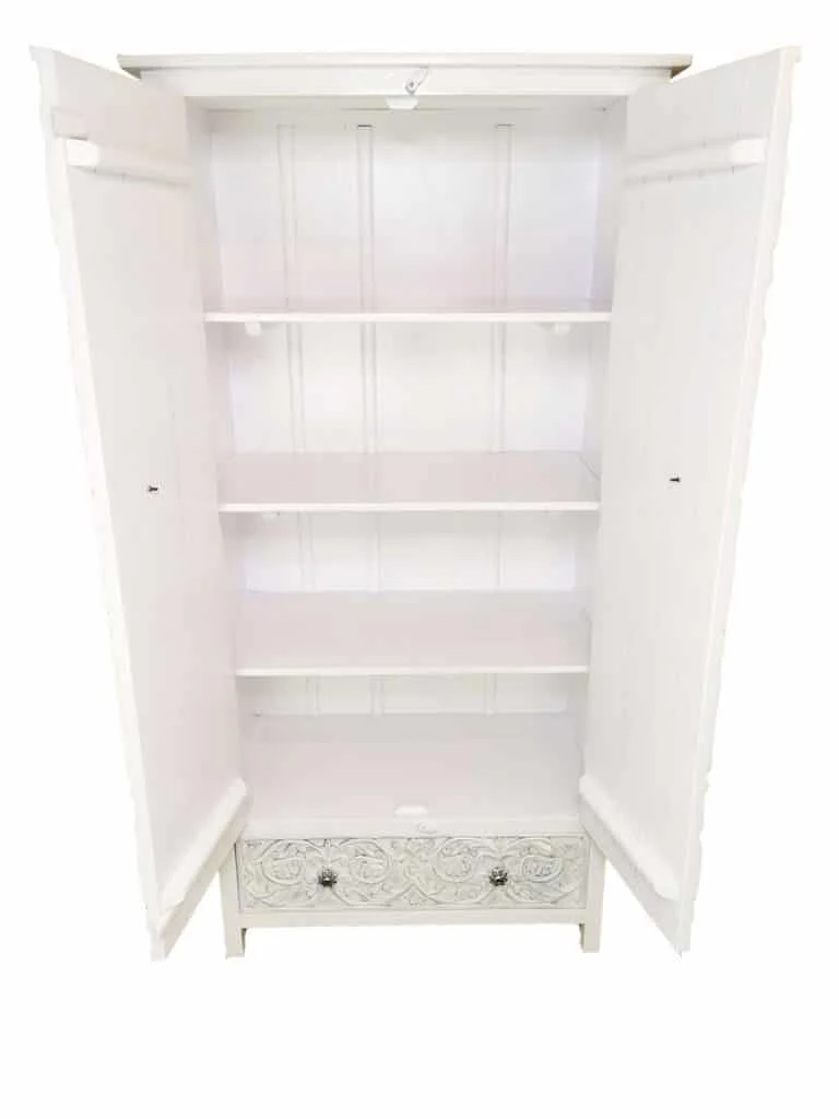 Kusum Art Best Quality Solid White Wooden Furniture Customized Carving Cabinet for Living Room Hall Laundry Best Home Furniture