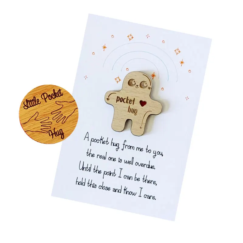 eco friendly souvenir gifts custom wooden token coin wood pocket hug